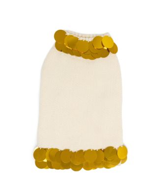  PETITE Cotton Pet Sweater with Gold Paillettes