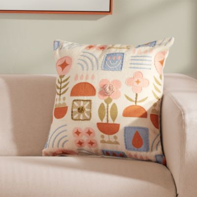 Scandi Fun Embroidered Print Decorative Pillow, 20&amp;quot; x 20&amp;quot;
