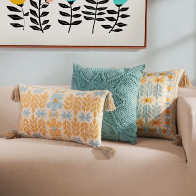 Stockholm Days Embroidered Decorative Pillow, 14&amp;quot; x 21&amp;quot;