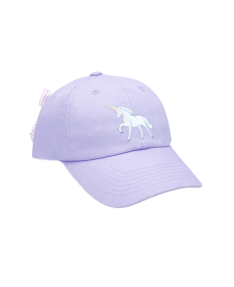 Bits & Bows Girls' Rainbow Unicorn Bow Baseball Hat In Lavender - Little Kid In Lavender
