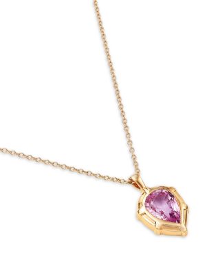14K Yellow Gold Wicked Pink Sapphire Pendant Necklace, 16"