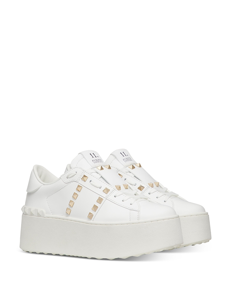 Valentino Women's Rockstud Lace Up Sneakers In White