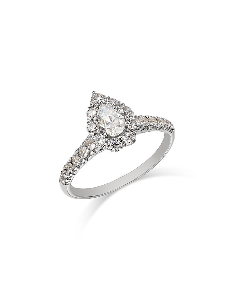 Bloomingdale's Fine Collection Diamond Pear Shaped Halo Ring In 14k White Gold, 1.0 Ct. T. W. In White
