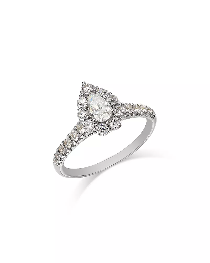 Bloomingdale's Fine Collection Diamond Pear Shaped Halo Ring in 14K White Gold, 1.0 tcw