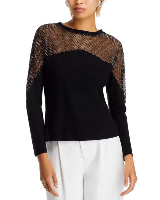 Sioni - Mesh Yoke Dolman Sleeve Sweater