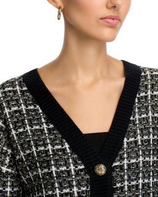 Tweed V Neck Cardigan Sweater - Exclusive