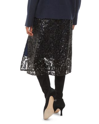 Petite Floral Sequined Midi Skirt