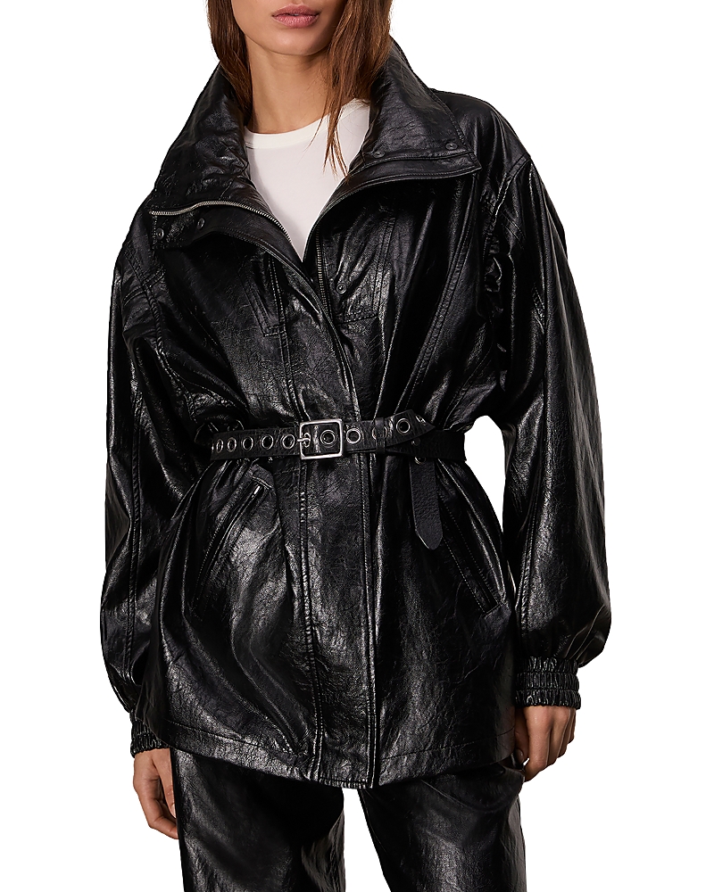 Rag & Bone Monica Faux Leather Foil Jacket Black In Black