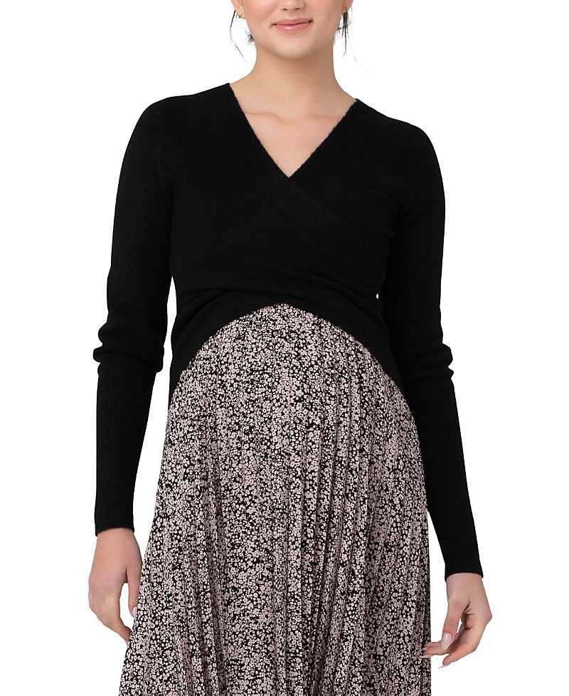 Ripe Maternity Willa Nursing Crop Sweater In Black
