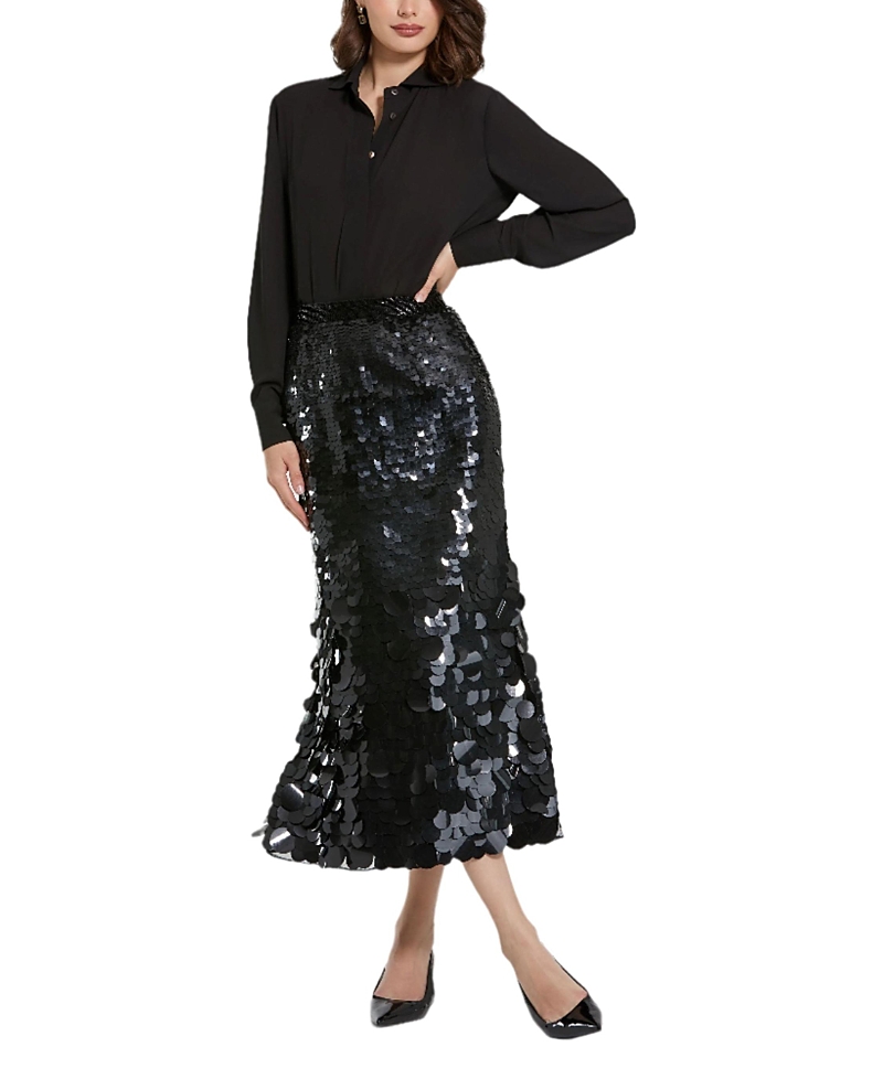 Mac Duggal Paillette Sequin Midi Skirt