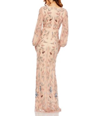 Floral Beaded Surplice Gown