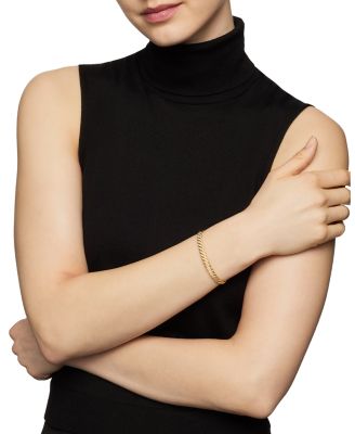 18K Yellow Gold Sculpted Cable Pav&eacute; Diamond Bangle, 6.2mm