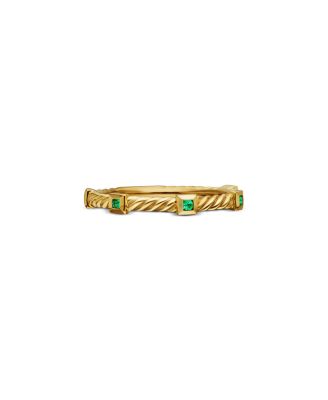 18K Yellow Gold Cable Sapphire Stack Band Ring