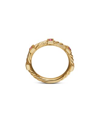 18K Yellow Gold Cable Sapphire Stack Band Ring