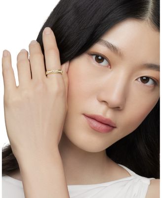 18K Yellow Gold Modern Renaissance Ring with Full Pav&eacute; Diamonds