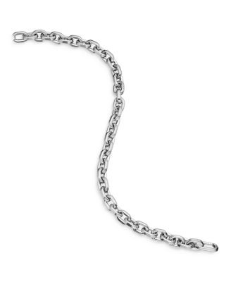 Men's Deco Chain Link Bracelet in Sterling Silver, 6.5mm