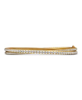 David Yurman - 18K Yellow Gold Diamond Pav&eacute; Crossover Bangle Bracelet