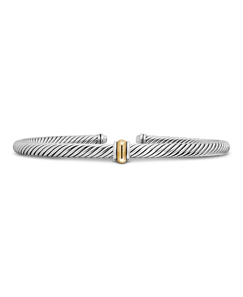 David Yurman Classic Cable Station Bracelet in Sterling Silver with 18K Yellow Gold, 4mm