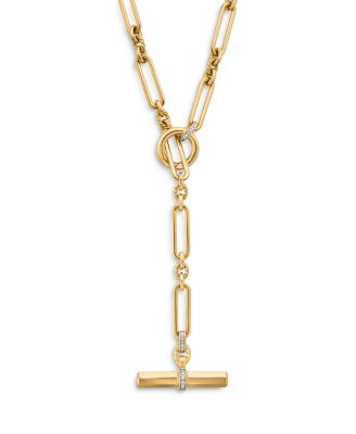 David Yurman Lexington Toggle Necklace in 18K Yellow Gold with Diamonds, 18