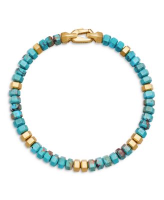 Men's 18K Yellow Gold Spiritual Beads Bracelet, 6mm