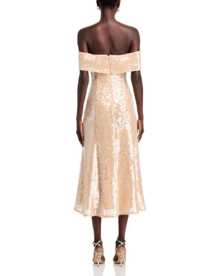 Gold Sequin Off-the-Shoulder Dress - Exclusive