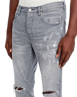 Gray Knee Slit Skinny Jeans