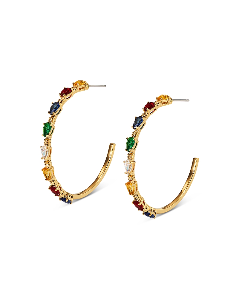 Nadri Holi-Daze Multicolor Stone Bulb Hoop Earrings in 18K Gold Plated