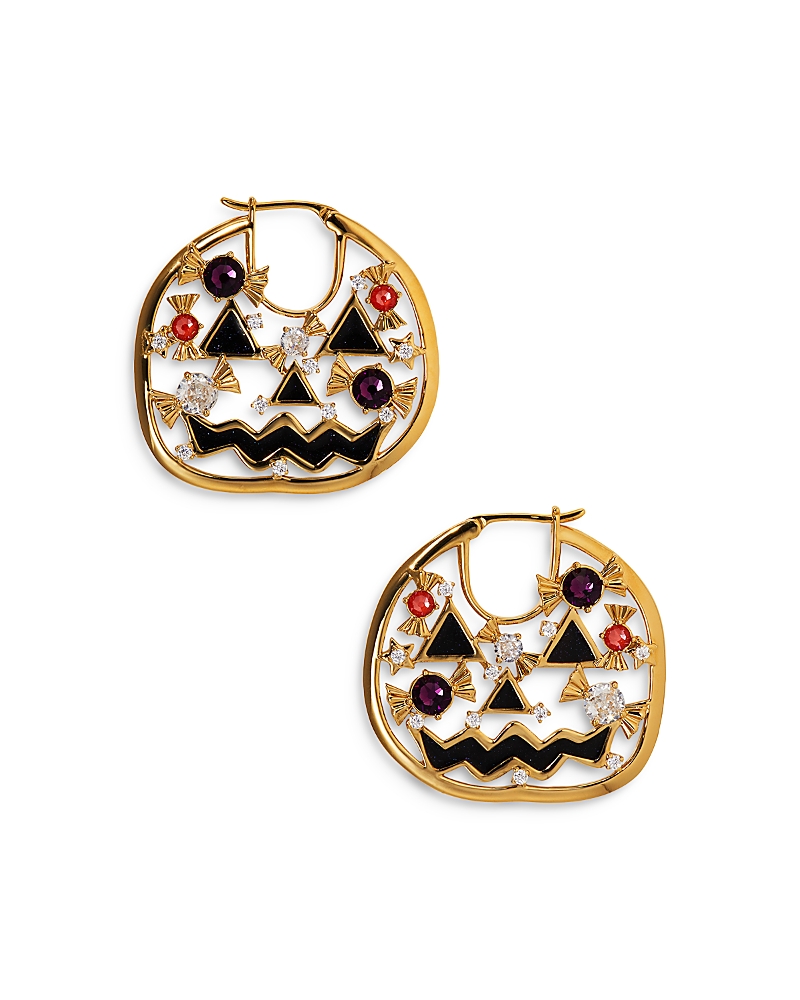 Shop Nadri Haunt Couture Jack O' Lantern Hoop Earrings In 18k Gold Plated