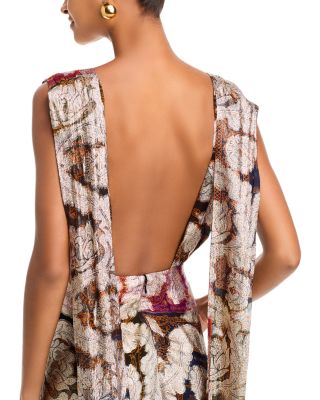 Metallic Plunging Neck Gown