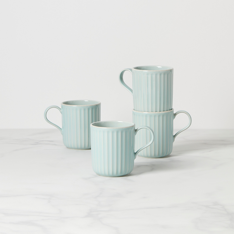 Lenox French Perle Mugs, Set Of 4 In Lt Blue