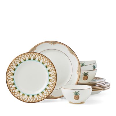 Colonial Bamboo 12-Piece Dinnerware Set, Service for 4