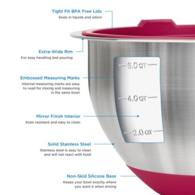 10 Piece Stainless Steel Mixing Bowl Set, Black