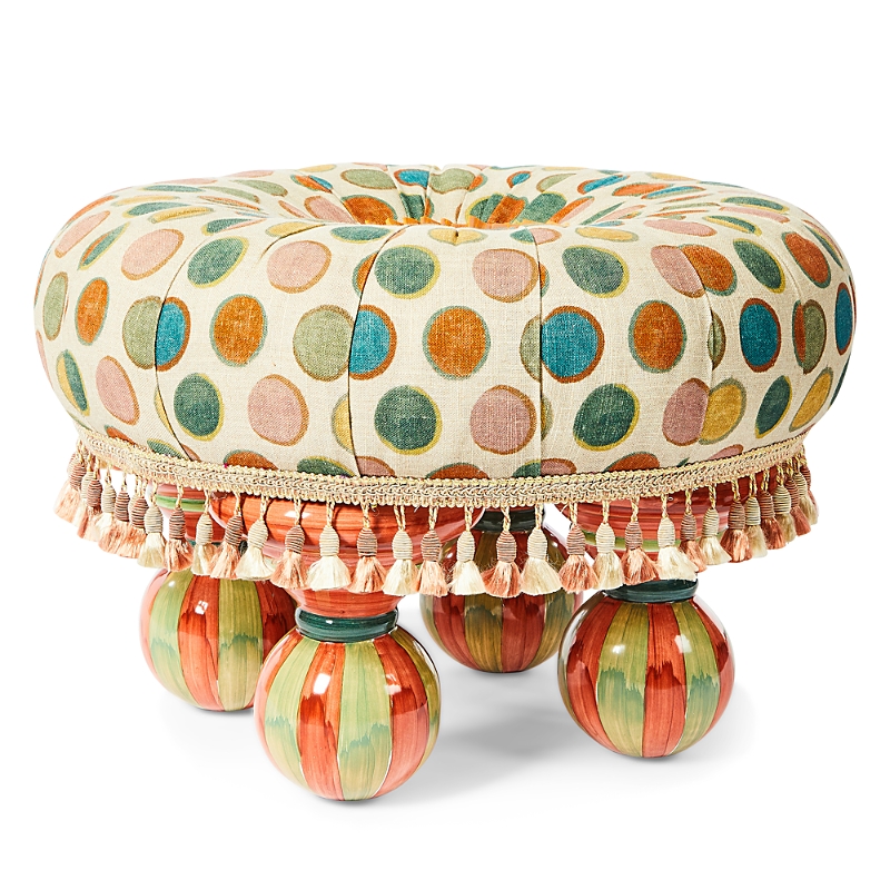 Mackenzie-childs Croquet Dots Ottoman In Multi/dotted