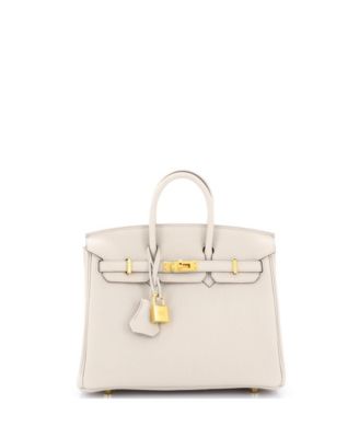 Pre-Owned Hermes Birkin 25 Handbag Light Togo with Gold Hardware