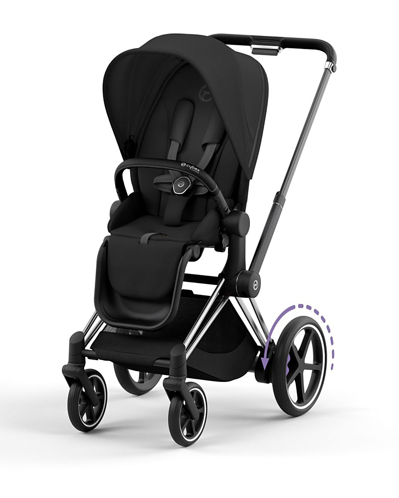 Cybex E-priam 2 Stroller In Chrome With Black Handles In Black Handle/sepia Black