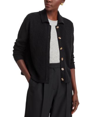 Sioni - Long Sleeved Pointelle Collared Cardigan