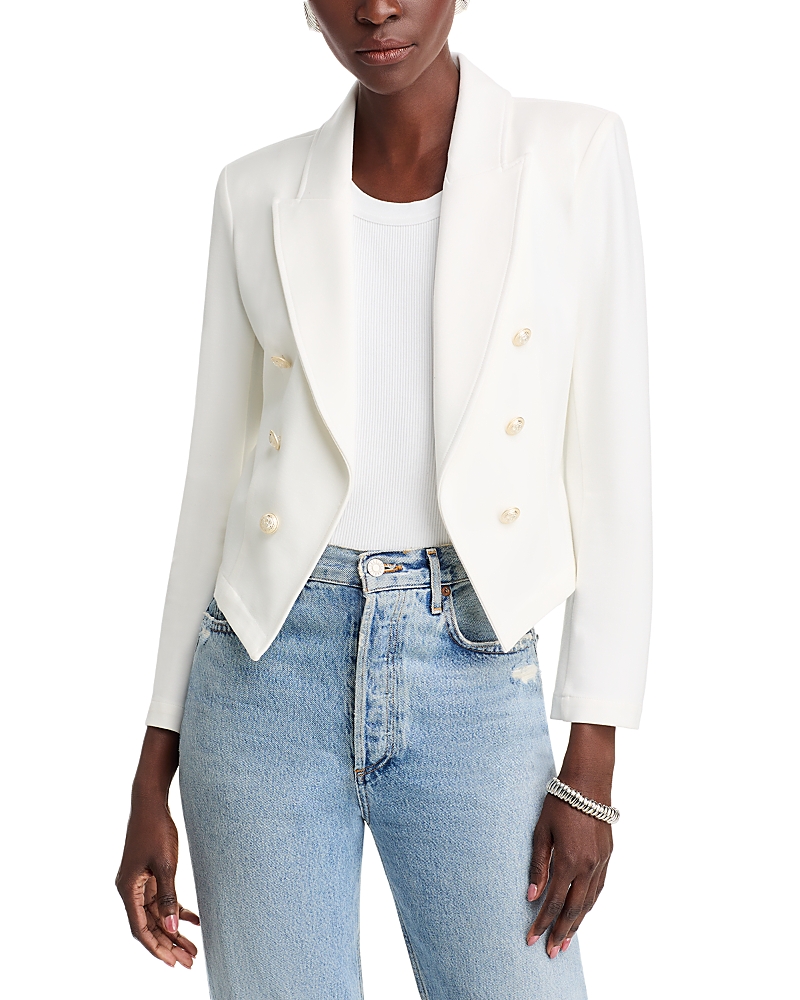 L Agence Wayne Cropped Jacket In Ivory