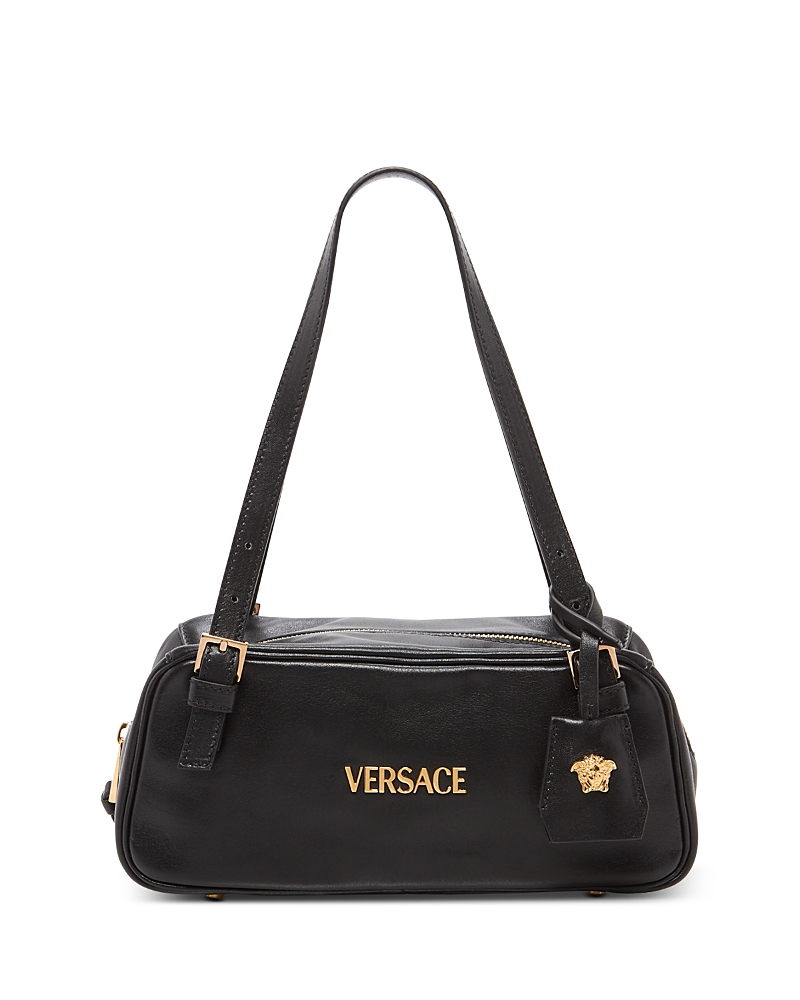 Versace Tag Bowling Shoulder Bag In Black