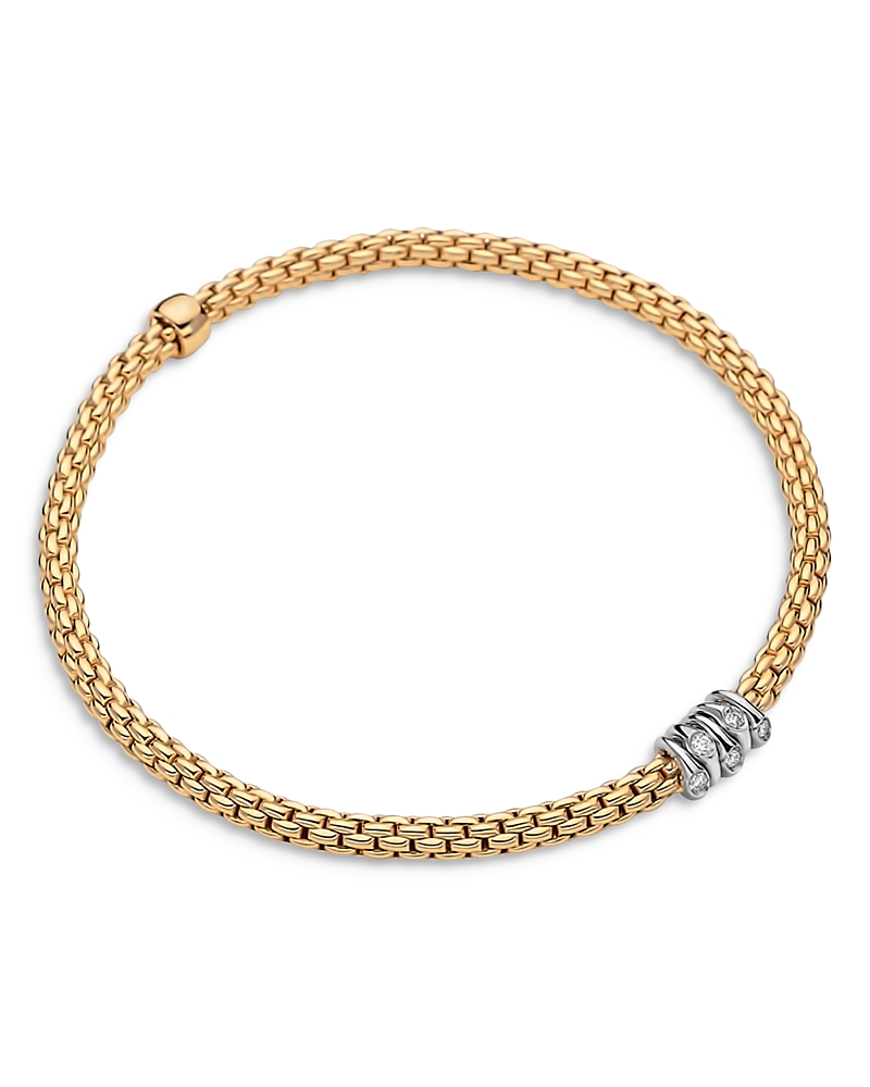 Fope 18k Yellow Gold Prima Diamond Rondelle Flex Bracelet In Gold