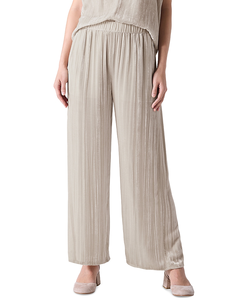 EILEEN FISHER WIDE LEG CRUSHED VELVET ANKLE PANTS