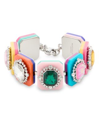 Kurt Geiger London Multicolor Framed Crystal Flex Bracelet in Rhodium Plated