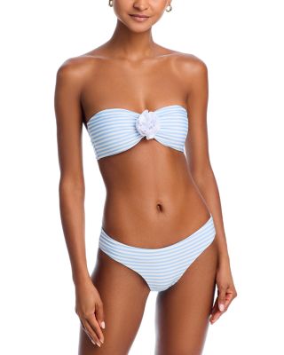 Rosette Striped Bandeau Bikini Top - Exclusive