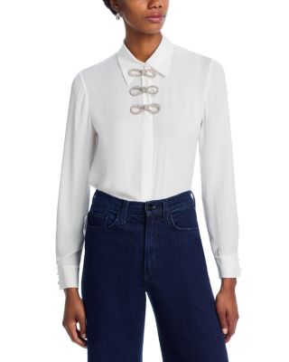 Alice and Olivia - Willa Embellished Bow Collared Blouse