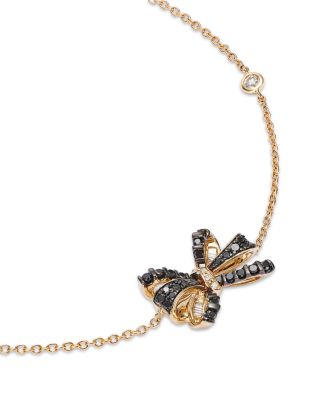 Diamond Bow Pendant Bracelet in 14K Yellow Gold, 0.25 tcw