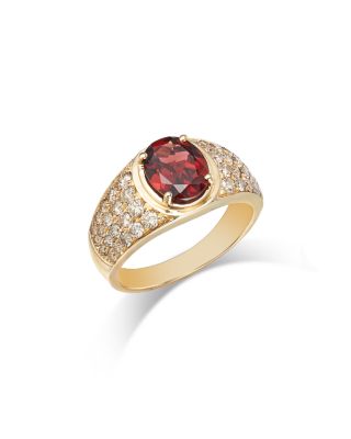 Bloomingdale's Fine Collection - Garnet & Champagne Diamond Men's Ring in 14K Yellow Gold
