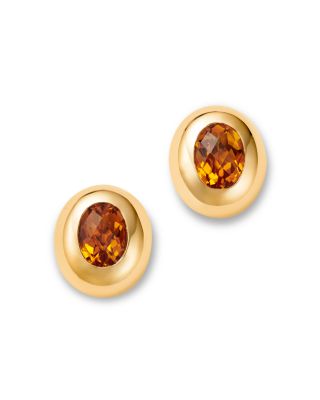 Bloomingdale's Fine Collection - Citrine Polished Bezel Oval Stud Earrings in 14K Yellow Gold