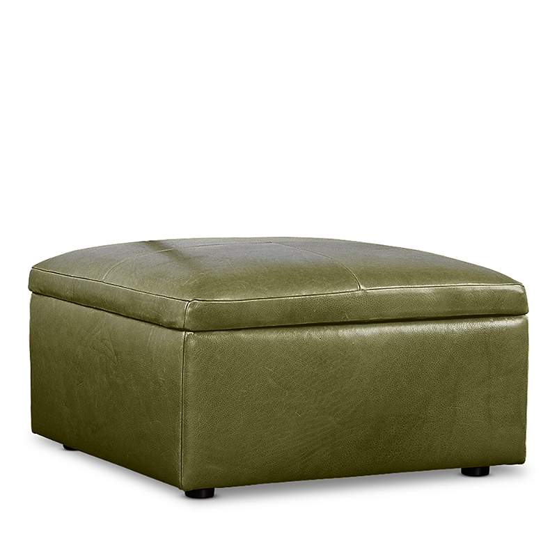Bloomingdale's Alice Medium Square Storage Ottoman, In Leather In Brighton Everglade