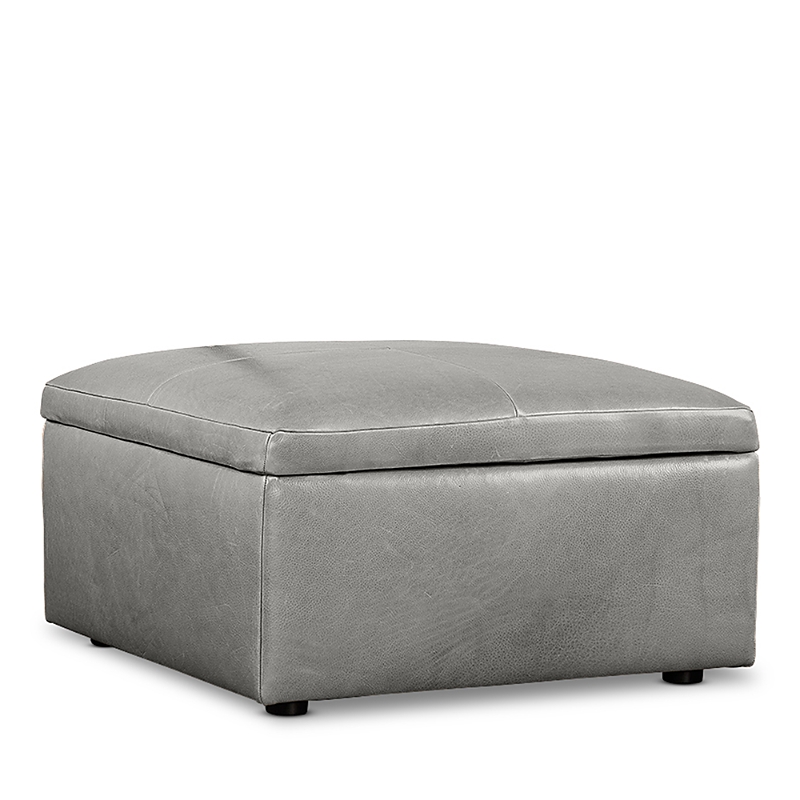 Bloomingdale's Alice Medium Square Storage Ottoman, In Leather In Brighton Pewter