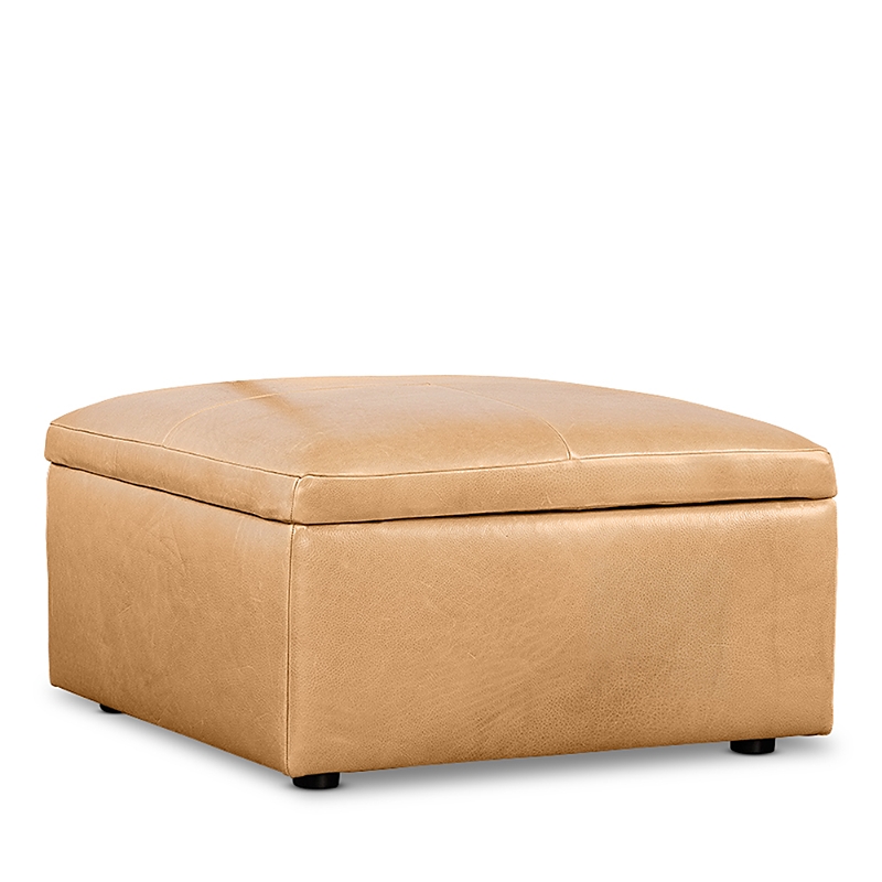Bloomingdale's Alice Medium Square Storage Ottoman, In Leather In Tuscany Fawn