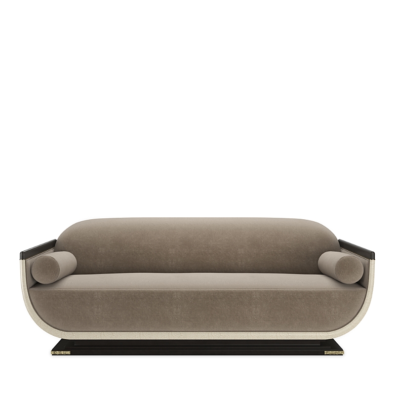 Caracole Helena Sofa In Ivory Craze/charred Bark/brushed Gold